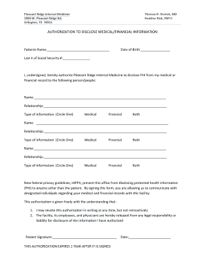 HIPAA Medical Information Disclosure Authorization