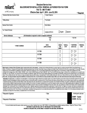 Builders Meter Installation Removal Authorization Form