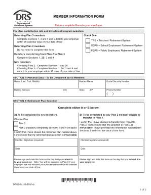 Washington State Retirement Plan Selection Form