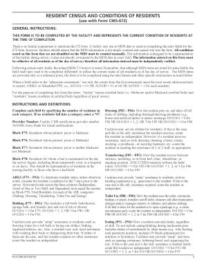 Resident Census and Conditions Form CMS-672