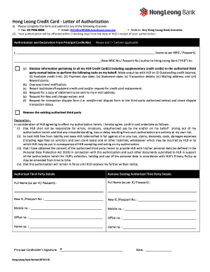 Hong Leong Credit Card Authorization Letter