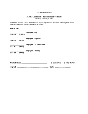 VSP Vision Insurance Authorization Form