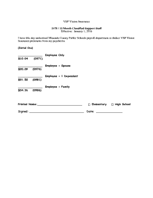 VSP Vision Insurance Authorization Form