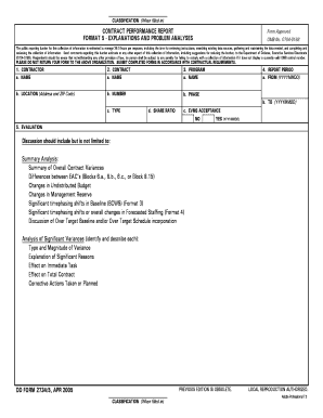 Contract Performance Report Form 2734/5