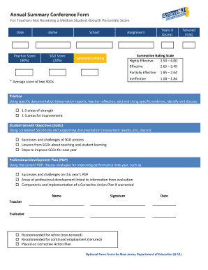 Annual Summary Conference Form for Teachers