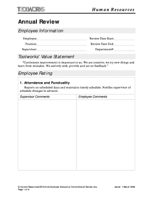 Employee Annual Review Form