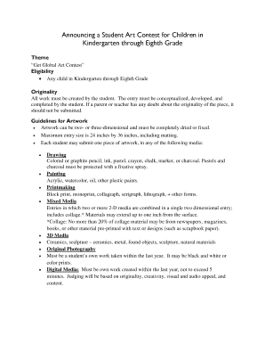 Student Art Contest Entry Form