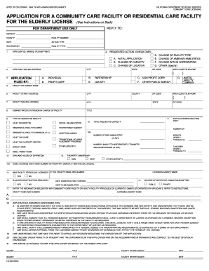 California Community Care Facility License Application