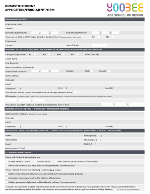 Domestic Student Application Form