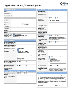 Cat Adoption Application Form