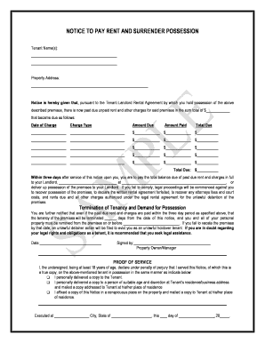 Notice to Pay Rent and Surrender Possession