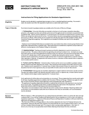 UIC Graduate College Appointment Application