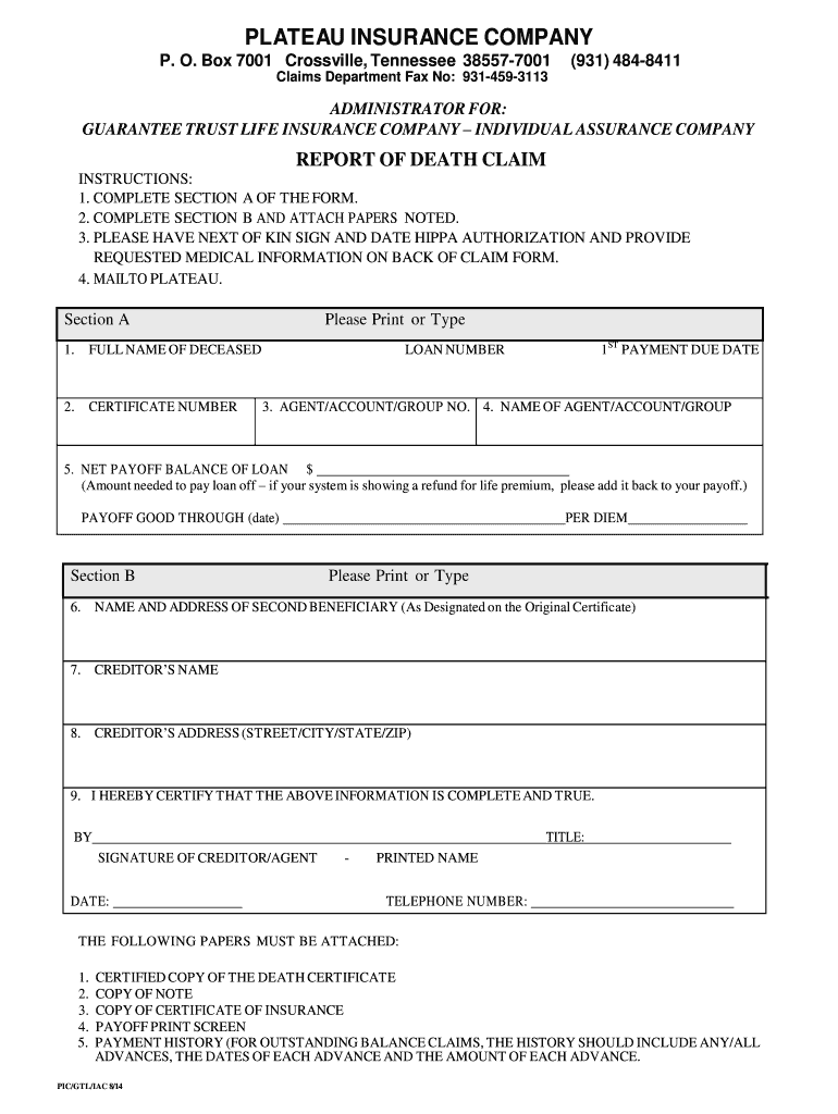 Fillable Online ADMINISTRATOR FOR GUARANTEE TRUST LIFE INSURANCE