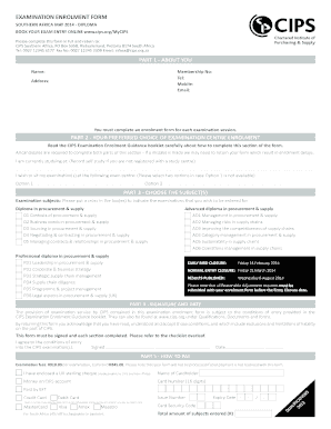 CIPS Southern Africa Examination Enrolment Form