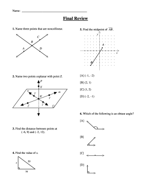 Geometry Final Review Worksheet