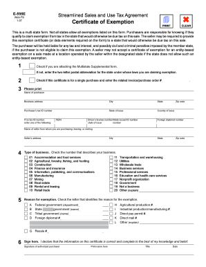 Streamlined Sales and Use Tax Agreement Certificate of Exemption