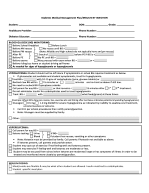 Diabetes Medical Management Plan