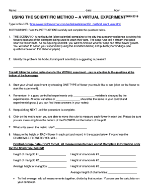 Scientific Method Plant Experiment Worksheet