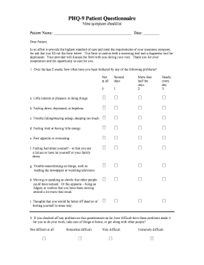 PHQ-9 Patient Depression Questionnaire