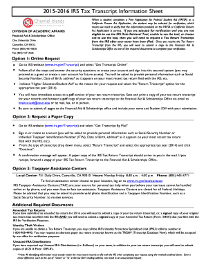 IRS Tax Transcript Request for Verification