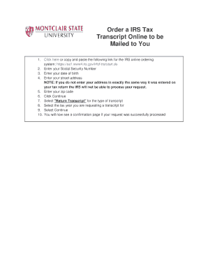 IRS Tax Transcript Request Form