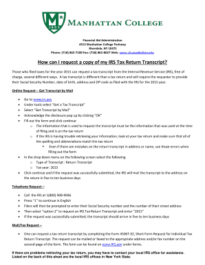 IRS Tax Return Transcript Request Guide