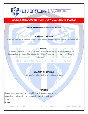 Skills Recognition Application Form