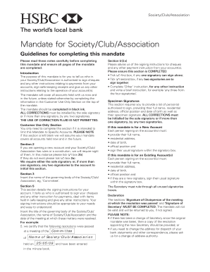Society Club Association Mandate Form