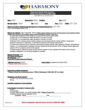 Behavioral Health Referral Form