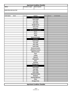 Apartment Condition Checklist