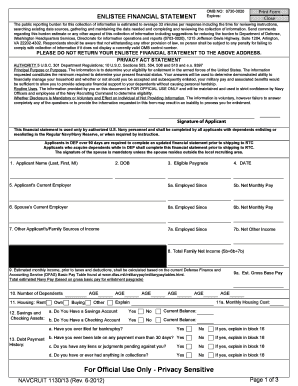 Enlistment Financial Statement