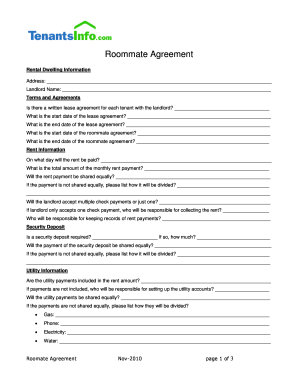 Roommate Agreement - tenantsinfocom