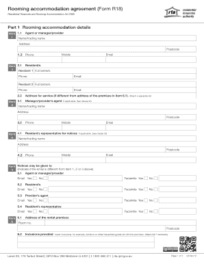 Rooming Accommodation Agreement Form R18