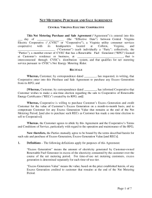 Net Metering Purchase and Sale Agreement