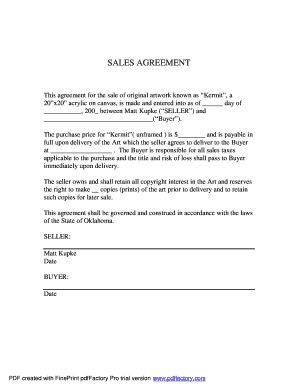 Sales Agreement for Artwork