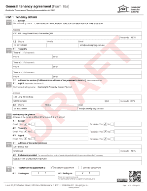 General Tenancy Agreement Form 18a
