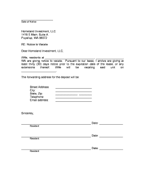 Notice to Vacate