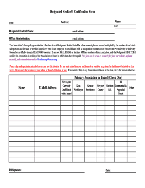 Designated Realtor Certification Form