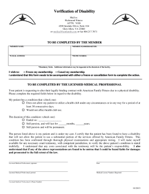 Verification of Disability Form