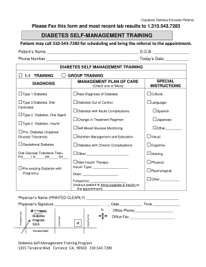 Diabetes Self-Management Training Referral Form