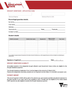 Drought Assistance Application Form