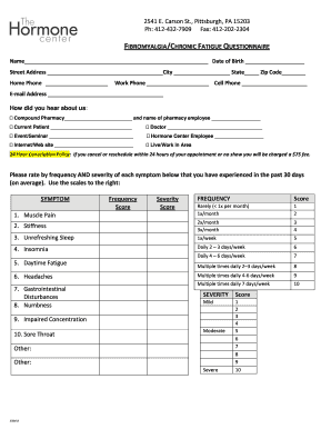 Fibromyalgia/Chronic Fatigue Questionnaire