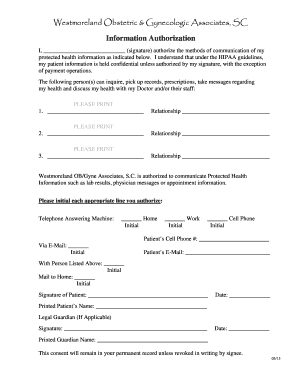 HIPAA Information Authorization Form