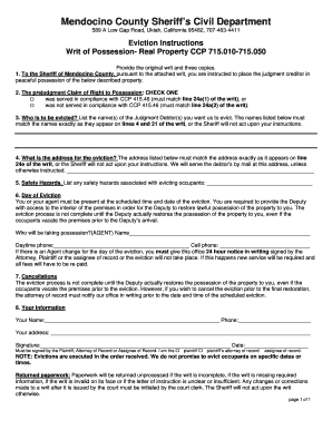 California Eviction Instructions
