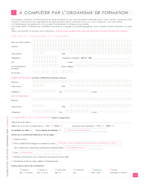 Dossier de demande de financement de formation