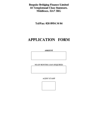 Bespoke Bridging Finance Loan Application Form