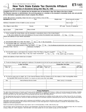 New York Estate Tax Domicile Affidavit