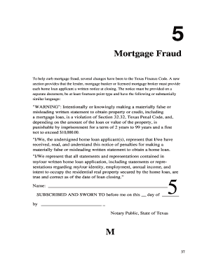 Texas Mortgage Fraud Warning Notice