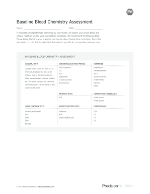 Baseline Blood Chemistry Assessment Form