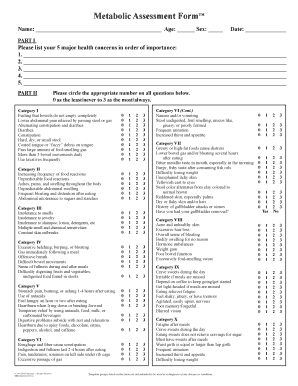 Metabolic Assessment Form